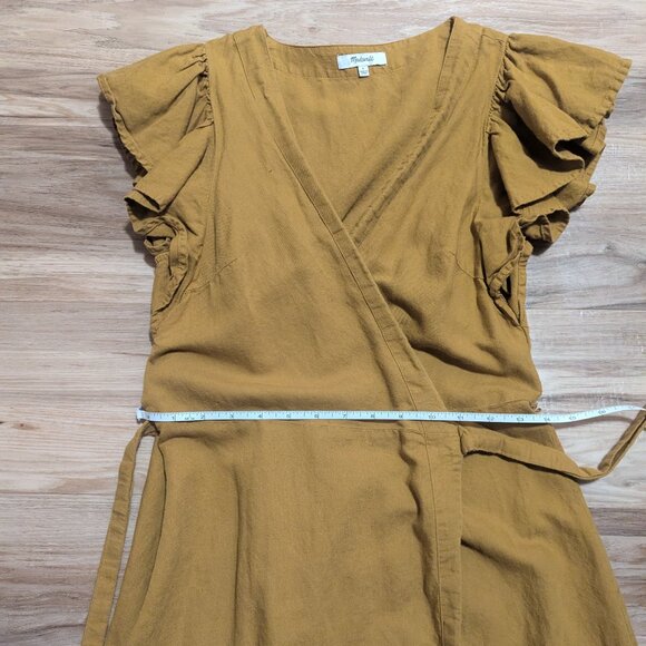 Madewell Mustard Yellow Wrap Dress, S - Picture 3 of 4